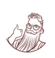 bearded hipster thumb up gesture vector image
