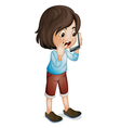 Girl talking to boy on cellphone Royalty Free Vector Image