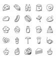 pack of food and beverages doodle icon vector image