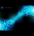 abstract technology blue circles motion on black vector image vector image