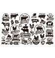 butchery meat set logos icons elements labels vector image vector image