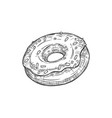 donut with sprinkles topping isolated sketch icon vector image vector image