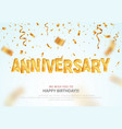 golden anniversary word and falling down confetti vector image vector image