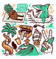 set beach doodle vector image