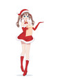 anime manga girl dressed in santa claus costume vector image