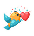 cute bird in love with heart valentine day vector image