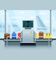 airport conveyor belt with passenger luggage vector image