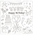 birthday party doodles elements background vector image