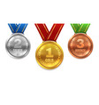 gold silver bronze medals winner shiny circle vector image vector image