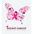 breast cancer support poster pink ribbon butterfly vector image vector image