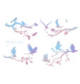 figure set multicolored flock flying birds vector image vector image