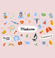 medicine cute stickers template set vector image