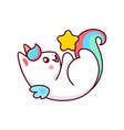 capricorn character funny cat unicorn personage vector image