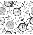 bicycles florals and leaves hand drawn vector image