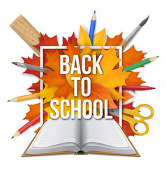 book back to school frame leaves vector image vector image