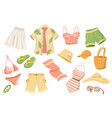 summer clothing cute stickers isolated set vector image