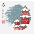 winter mountain landscape with pagoda vector image