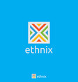 initial letter x logo square cube shape ethnic vector image