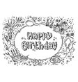 happy birthday frame with lettering hand-drawn vector image vector image