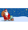 santa claus with presents cartoon card vector image