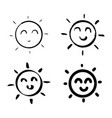 set of doodle sun design elements vector image