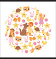 animals friendship background with kids characters vector image vector image