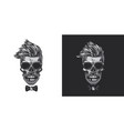 hipster skull with glasses vector image vector image