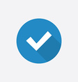 ok flat blue simple icon with long shadow vector image