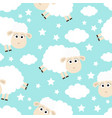 seamless pattern sheep jumping cloud star vector image vector image