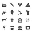 black carnival icons set vector image