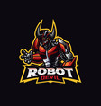 devil robot mascot logo design vector image vector image
