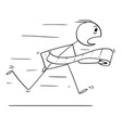cartoon of man running in panic to toilet vector image