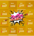 2020 comic text calendar template pop art vector image vector image
