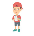 caucasian using a smartphone vector image vector image