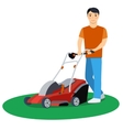 man cutting grass vector image