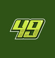 racing number 49 logo design vector image vector image