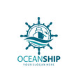 ship helm and waves icon vector image vector image