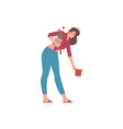 smiling female housewife transplanting flower vector image