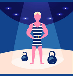 Pop art naked bearded athlete sportsman Royalty Free Vector