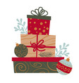 christmas gift boxes vector image vector image