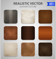 realistic leather patches samples set vector image
