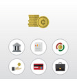 flat icon incoming set of bank hand with coin vector image