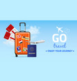 travel banner realistic plastic luggage bag vector image