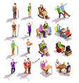 elderly people isometric set vector image