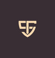 letter s f with shield logo symbol icon graphic vector image