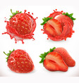 strawberry juice fresh fruit 3d realistic icon vector image