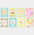 happy easter greeting card collection flyer vector image