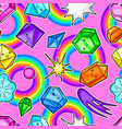 seamless pattern with cute kawaii crystals or gems vector image