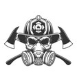 vintage monochrome firefighter skull vector image vector image