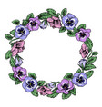frame of vintage botanical flowers violet pansy vector image